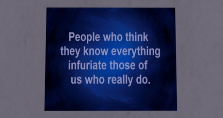 Second Life Marketplace - sign: People who think they know everything